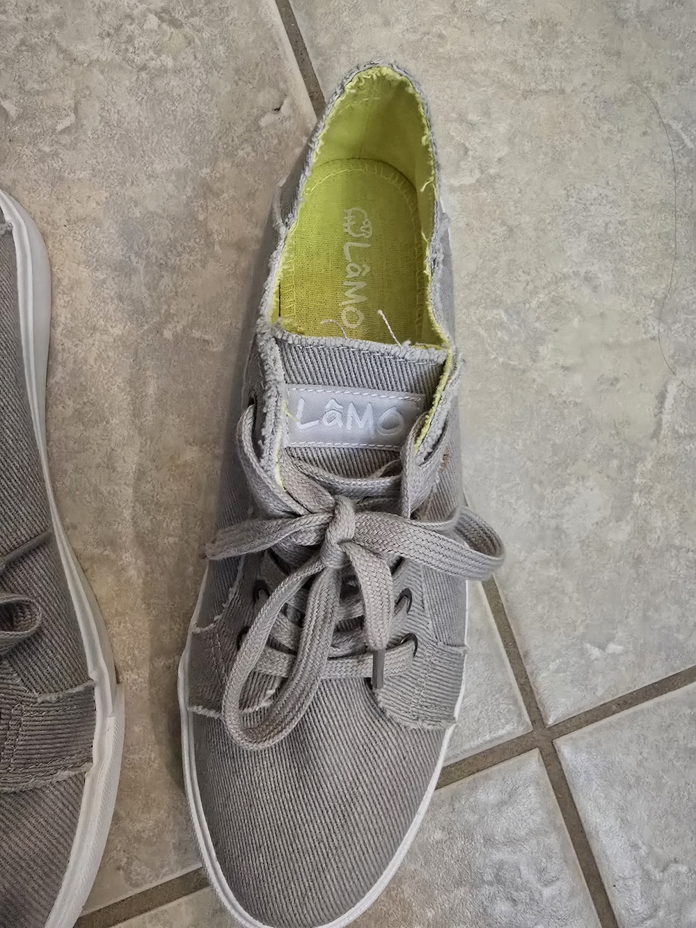 LaMō Grey Canvas Sneaker with Yellow Insole